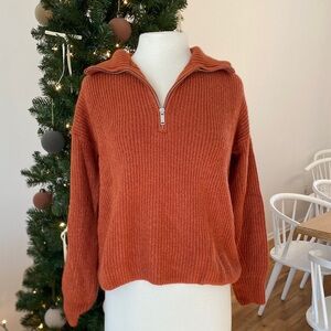 Old Navy Rib-Knit Quarter Zip Rust Color